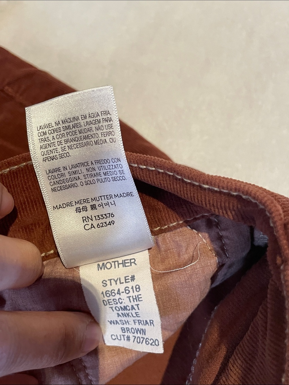 MOTHER THE TOMCAT ANKLE Corduroy Pants size: 32 burnt orange color - Picture 12 of 16